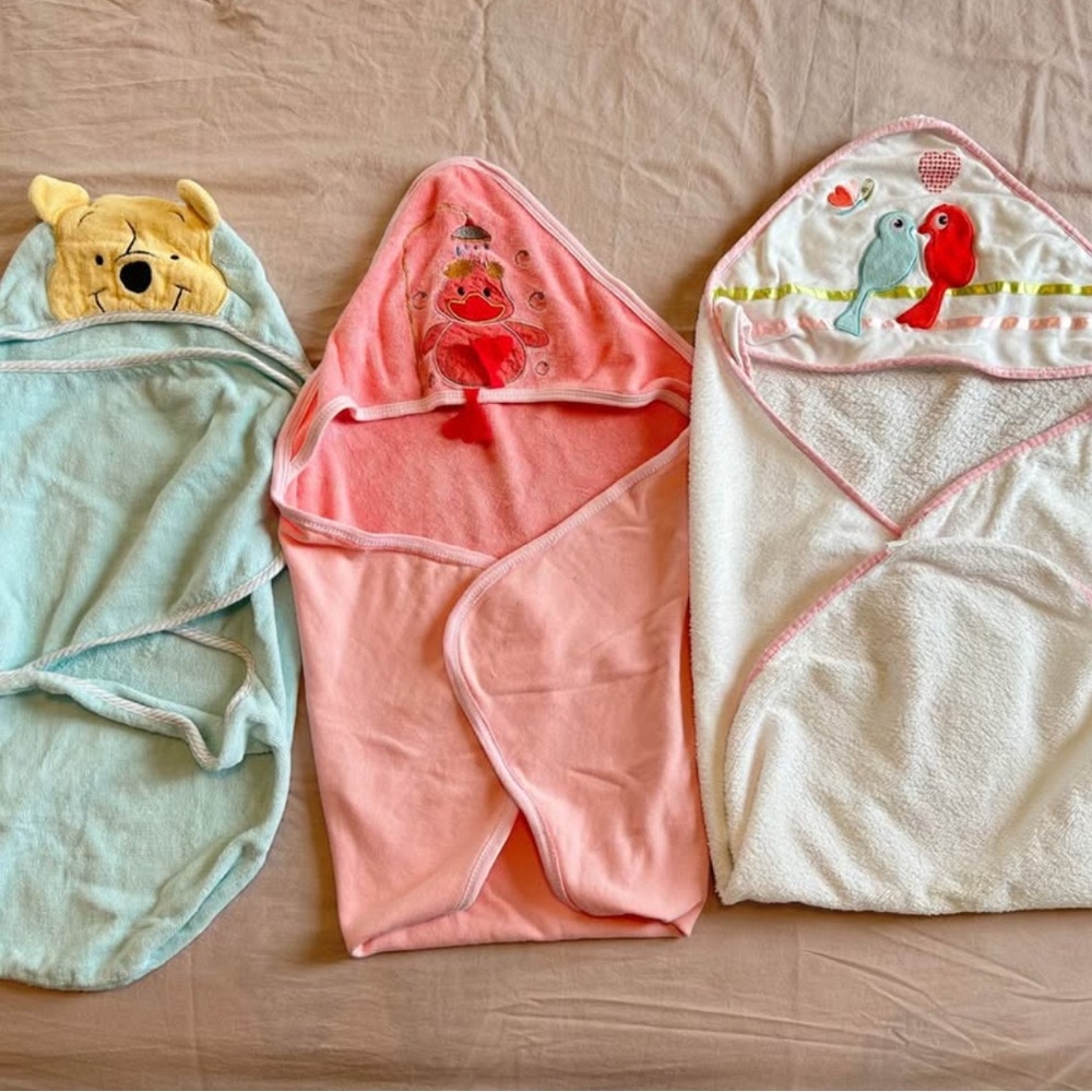 Set of 3 Baby Hooded Towels with Cute Designs